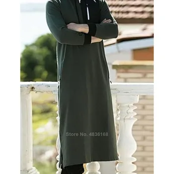 Musulmaņu Kleita Islāma Apģērbi Vīriešiem Pakistāna Drēbes, Saūda Arābija Hodded Apģērbu Dubaija Garām Piedurknēm Cietā Abaya Vīriešu Thobe Kaftan