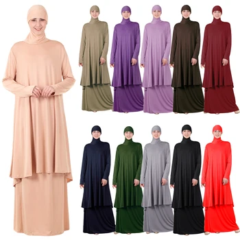 Musulmaņu Lūgšanu Apģērba Komplekti Sieviešu Kleita, Hijab Abaya Svārki ar Islāma Apģērba Dubaija Turcija Garas Lūgšanas Musulman Jurken Abayas