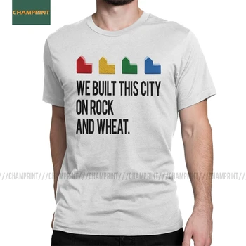 Mēs izveidojām Šo Pilsētu Par Rock Un Kviešu Settlers Of Catan T-Krekls Vīriešiem Kokvilnas T Krekls Valdes Aitu Koka Spēle Īsām Piedurknēm Tees