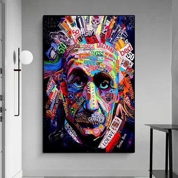 Mūsdienu Jūra Audekla Apgleznošana Grafiti Alberts Einšteins, Eļļas Glezna Plakāti un Izdrukas Sienas Mākslas Priekšstatu Par Dzīves Telpu Dekorēšana