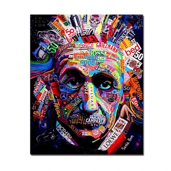 Mūsdienu Jūra Audekla Apgleznošana Grafiti Alberts Einšteins, Eļļas Glezna Plakāti un Izdrukas Sienas Mākslas Priekšstatu Par Dzīves Telpu Dekorēšana