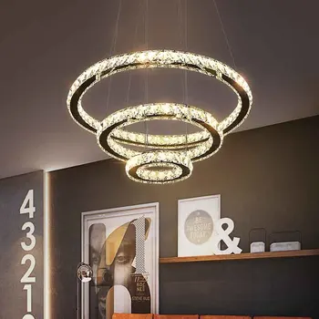 Mūsdienu K9 Crystal LED Lustras Gaismas Mājas Apgaismojums Chrome Spīdumu Lustras Griestu Kulons Aprīkojums, Lai Dzīvojamā Istaba
