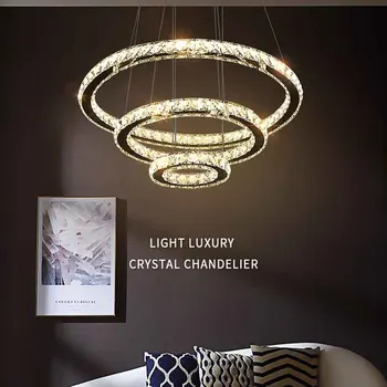 Mūsdienu K9 Crystal LED Lustras Gaismas Mājas Apgaismojums Chrome Spīdumu Lustras Griestu Kulons Aprīkojums, Lai Dzīvojamā Istaba