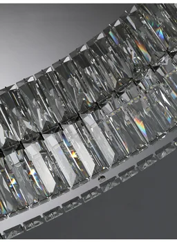 Mūsdienu led kristāla lustras griestu dzīves ēdamistaba kristāla lampu cricle nerūsējošā tērauda cristal spīdumu apgaismojuma armatūra