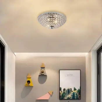 Mūsdienu Skaidrs, Kristāla Pērlītes Griestu lampa ar 2 Gaismas Flush Mount, lai Guļamistaba, Dzīvojamā Istaba Maza Bļoda, Ēnā Chrome Griestu Lampas