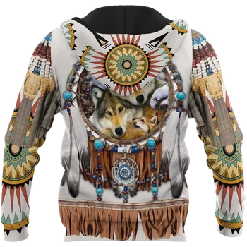Native Indijas Cilts Wolf 3D Iespiesti Vīriešiem, Hoodies sporta Krekls Unisex Streetwear Rāvējslēdzēju Džemperis Ikdienas Jaka Treniņtērpi KJ0183