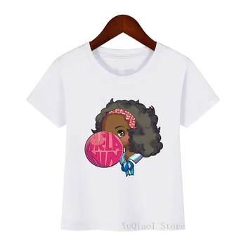 Neaiztieciet manu matu Āfrikas melnā meitene vēstuli druka t kreklu meitenes vogue grafiskais tshirt vasaras topi meitenēm Melanīna Poppin krekls