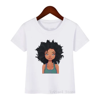 Neaiztieciet manu matu Āfrikas melnā meitene vēstuli druka t kreklu meitenes vogue grafiskais tshirt vasaras topi meitenēm Melanīna Poppin krekls