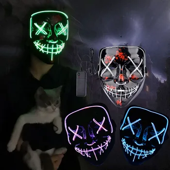 Neona Maska LED indikators iedegas, Puse Maskas Tīrīšanas Vēlēšanu Gads Liels Smieklīgi Masku Festivāls Cosplay Tērpu Piegādes, kas Spīd Tumsā