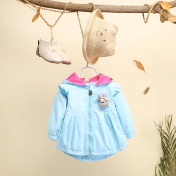 New Baby Meitenes Jakas Kapuci Pretvēja Bērnu Apģērbu Rabit Gadījuma Meiteņu Mēteļi, Pavasara Bērnu Virsdrēbes & Mēteļus 0-2Y