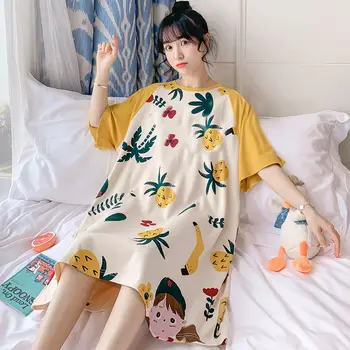 Nightgowns Sievietēm Ar Īsām Piedurknēm Vasaras Kawaii Sleepwear Atpūtas Korejiešu Stilā, Elegants Studentiem Zaudēt Homewear Sieviešu Moderns Šiks