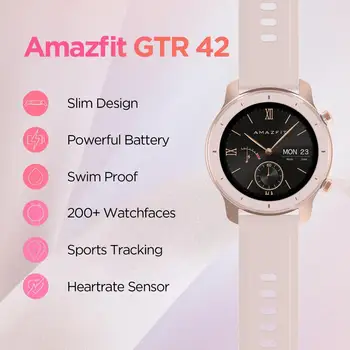 Noliktavā Globālo Versiju Amazfit VTN 42mm sieviešu pulksteņi 5ATM Smartwatch 12 Dienas Akumulatora GPS Mūzikas Vadības Android, IOS tālruni