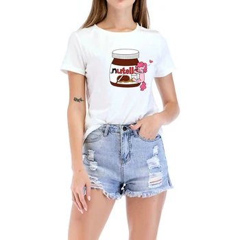 Nutella 2019 grafiskā Vasaras T Krekls femme Īsām Piedurknēm femme karikatūra Izdrukāt Gadījuma t-veida Topi Zīmolu T-Krekli, sieviešu Apģērbs