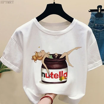 Nutella Harajuku Estētisko T-krekls Sievietēm Smieklīgi Grafiskais Izdrukāt Gadījuma Balts T krekls 2020. gada Vasaras Modes Lielo izmēru Drēbes Tshirt