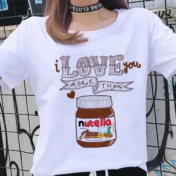 Nutella Harajuku Estētisko T-krekls Sievietēm Smieklīgi Grafiskais Izdrukāt Gadījuma Balts T krekls 2020. gada Vasaras Modes Lielo izmēru Drēbes Tshirt