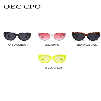 OEC CPO Vintage Cat eye Saulesbrilles Sieviešu Modes Nelielu Kvadrātveida Saules Brilles Vīriešiem Retro Punk Sieviešu Briļļu Skaidrs, Zaļos Toņos
