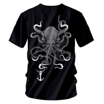 OGKB T Krekli Hombre Jaunu O veida Kakla 3D Tshirt Drukāt Zvejas Astoņkāji Smieklīgi 6XL Habiliment Unisex Vasaras Tee Kreklu Piliens Kuģis