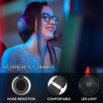 ONIKUMA K19 Vadu Austiņas Spēļu Austiņas Ar Mikrofonu Trokšņu Slāpēšanas Austiņas Par PS4 vai Xbox Viens Klēpjdatoru, Planšetdatoru RGB Led