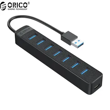 ORICO USB 3.0 Hub Ar C Tipa Barošanas Multi USB Sadalītājs ātrgaitas 4/7 Ostas Vairākas Expander OTG Adapteri PC Dators