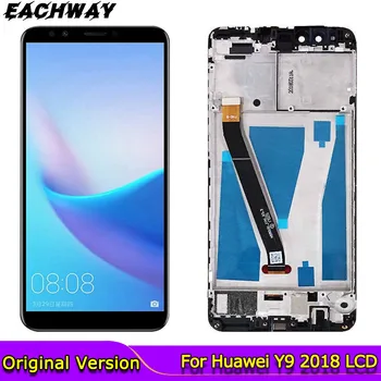 Original LCD Huawei Y9 2018 LCD Displejs, Touch Screen Digitizer Par Huawei Y9 2018 Displejs Ar Rāmi FLA-L22 LX2 LX3 FLA-LX1