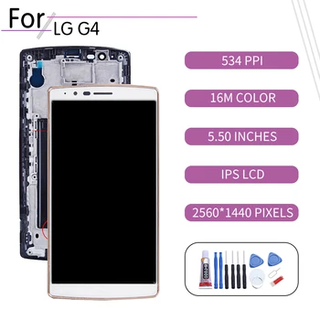 ORIĢINĀLS Par LG G4 LCD skārienekrānu, Digitizer Montāža LG G4 Displejs +Kadru Nomaiņa H815 H815TR H815P H812 LS991 US991