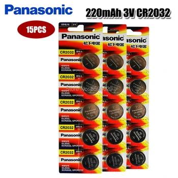 Oriģinālā PANASONIC 15pcs cr2032 DL2032 ECR2032 5004LC KCR2032 BR2032 3 v pogu, akumulatoru monētas litija akumulatoru skatīties rotaļlietas
