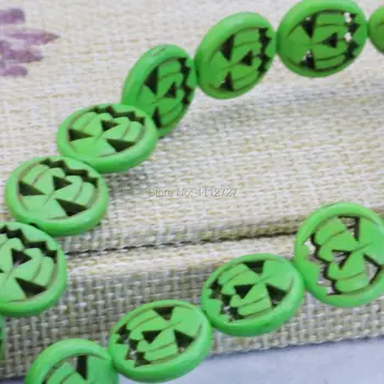 Ornaments Zaļā Turcija Howlite Halcedons Zaudēt Apaļas Pērles DIY 15inch Halloween Dāvanas Lūgšanu Daļēji Gatavo Akmeņiem 15mm Rotaslietas