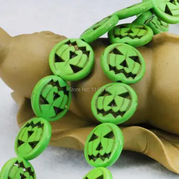 Ornaments Zaļā Turcija Howlite Halcedons Zaudēt Apaļas Pērles DIY 15inch Halloween Dāvanas Lūgšanu Daļēji Gatavo Akmeņiem 15mm Rotaslietas