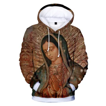 Our Lady Of Guadalupe Jaunavas Marijas Katoļu Meksika hoodies harajuku 3D dizaina krekls streetwear Vīriešu/Sieviešu Mētelis Bērniem pelēkā vārna