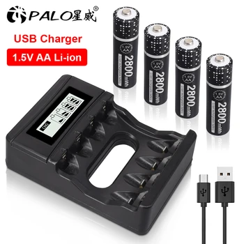 PALO 2-20pcs 1,5 V AA Uzlādējamas Baterijas 2800mWh Li-ion (Litija) Baterijas LED Gaismas Rotaļlietas Izvietošanu Akumulatoru, Fotokamera, MP3