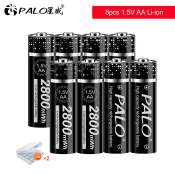 PALO 2-20pcs 1,5 V AA Uzlādējamas Baterijas 2800mWh Li-ion (Litija) Baterijas LED Gaismas Rotaļlietas Izvietošanu Akumulatoru, Fotokamera, MP3