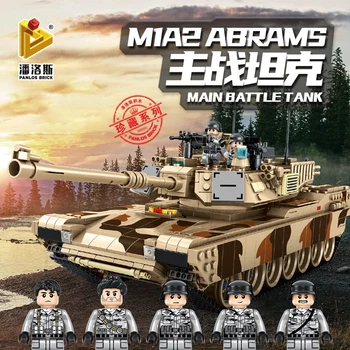 PANLOS Saderīgs Ar LegoINGlys Celtniecības Bloki KM Abrams Galvenais Kaujas Tanks DIY Būvniecības Modeli, Bērnu Rotaļlietas, Uzlīmes, Dāvanu