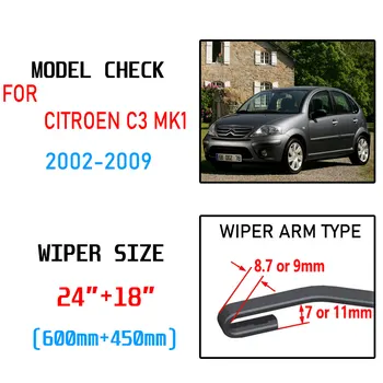 Par Citroen C3 MK1 2002 2003 2004 2005 2006 2007 2008 2009 Piederumi Auto Priekšējā Vējstikla slotiņām, Sukas U Veida J Āķis