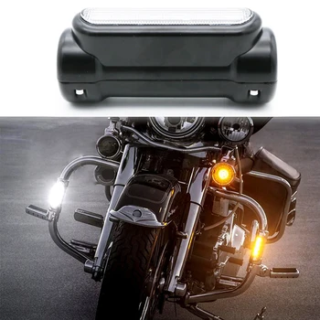 Par Harley Uzvaru Road King Street Glide Softail Tauku Zēns Motociklu Šosejas Bārs Switchback Pagrieziena Signāla Gaismu, Balts Amber LED