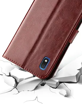 Par Huawei Baudīt 9e Gadījumā Aizsardzības Stāvēt Stila PU Leather Flip Case For Huawei Baudīt 9 e Vāciņu Tālruņa Maks Būtiska Soma 6.09 collas