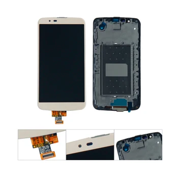 Par LG K10 LTE K420N K430DS K430DSF LCD Touch Screen Sensoru Stikla Lēcu Digitizer Paneļa Montāža Ar Rāmi