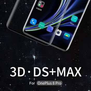 Par Oneplus 8 Pro Viens Plus 8 Pilnas Vāks Rūdīta Stikla ar aizsargplēvi NILLKIN 3D DS+MAX Anti-Sprādziena Ekrāna Aizsargs Drošības