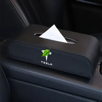 Par Tesla Model 3 X S PU Ādas Audu Lodziņā Salvešu Turētājs, Melns