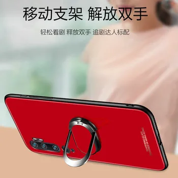 Par Xiaomi Mi, Ņemiet Vērā, 10 Lite Gadījumā Rūdīts Stikls Magnēts Gredzenu Turētājs Phone Gadījumā Xiaomi Mi, Ņemiet Vērā, 10 Pro Grūti Aizmugurējo Vāciņu