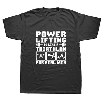 Pauerliftings Ir Kā Triatlona īsti Vīri Smieklīgi, T Krekli Vīriešu Vasaras Kokvilnas Harajuku Īsām Piedurknēm O Kakla Streetwear Melns T-krekls