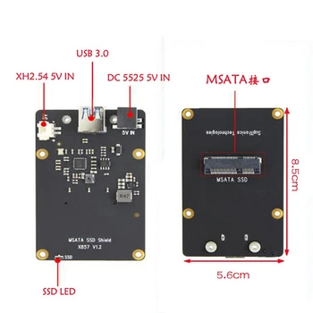 Piemērots Aveņu Pi 4. Paaudzes B Tipa X857 V1.2 MSATA SSD Izplešanās Valdes Uzglabāšanas Modulī