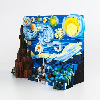 Pikseļu Mākslas Mozaīkas Krāsošana DIY KM Uzstādīt Zvaigžņotām Van Goga Pikseļu Krāsošana Pasaules Šedevru Celtniecības Bloku Dāvanu Dekoratīvais krāsojums