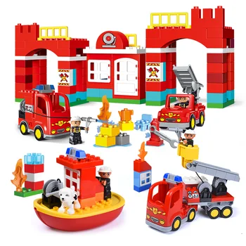 Pilsētas Sērija Fire Station Sēriju, Liela Daļiņu Celtniecības Bloki Savietojami Ar Duplo Big Ķieģeļi, Rotaļlietas, Bērnu Bērniem Ziemassvētku Dāvanas
