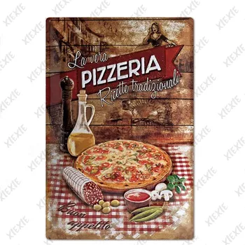 Pizza Veikals Dekori Pica Metāla Zīmju Vintage Skārda Zīme Plāksne Vintage Retro Sienas Dekori Kafejnīca Bistro Restorānā, Picu Zonā