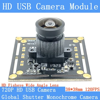 Plats Leņķis 150° 720P Pasaules Slēdža Melnbaltās 120FPS MJPEG USB Kameras Moduli, ātrgaitas OTG UVC Linux Uzraudzības Webcam