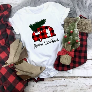Pleds Priecīgus Ziemassvētkus T Krekls Sieviešu Modes Cute Grafikas Tee Kawaii TShirt Modes Hipster Ziemassvētku Puse Stilā Un Tumblr Krekls