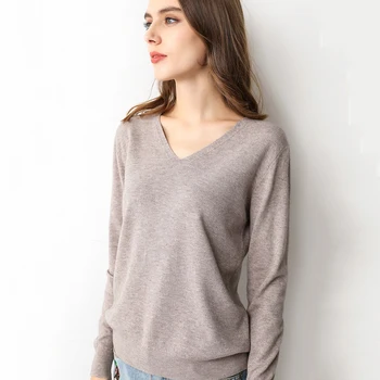 Plus lieluma sievietēm cieto apkakli 2020. gadam, rudens garš trikotāžas pamata džemperis džemperis ar garām piedurknēm, v veida kakla gadījuma pull sueter feminino