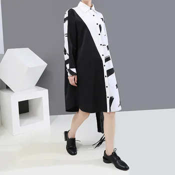 Plus Lieluma Sieviešu Kleita Rudens Ir 2021. Jaunā Stila Kleitu Modes Iespiesti Brīvs Krekls, Kleita Lady Gadījuma Baltās Kleitas
