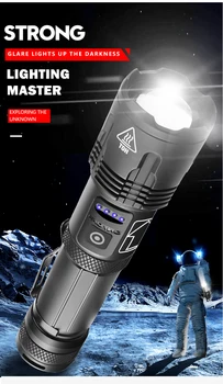Pocketman 30000LM XHP99 LED Lukturīti 5 Režīmi Teleskopiskie Tālummaiņas Lāpu Ūdensizturīgs XHP70 Izmantot 18650 26650 Ar Pildspalvu Turētājs Asti Virvi