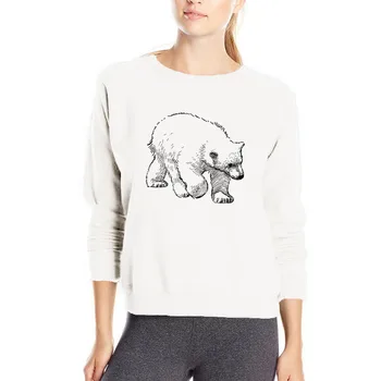 Polar bear hoodies jaunas ielidošanas harajuku pelēkā vārna kpop kawaii dzīvnieku krekls, mīkstu kokvilnas drēbes sievietēm, lielgabarīta pelēkā vārna
